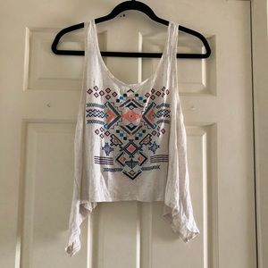 White low-back tribal print tank top